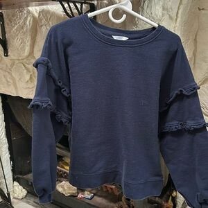 Navy Time & True ruffle sleeved sweater
